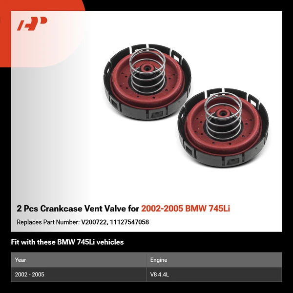 2 Pcs Crankcase Vent Valve for 2002-2005 BMW 745Li