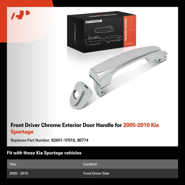 Front Driver Chrome Exterior Door Handle for 2005-2010 Kia Sportage