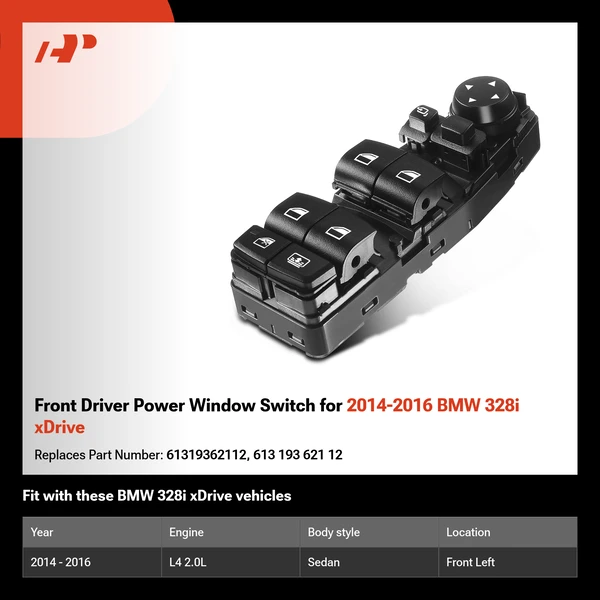 Front Driver Power Window Switch for 2014-2016 BMW 328i xDrive
