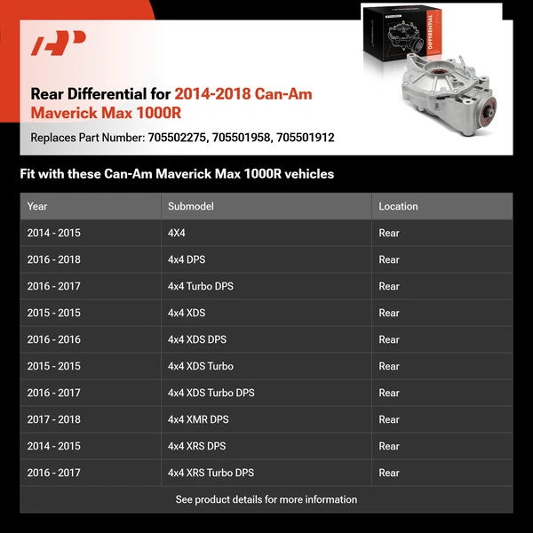 Rear Differential for 2014-2018 Can-Am Maverick Max 1000R