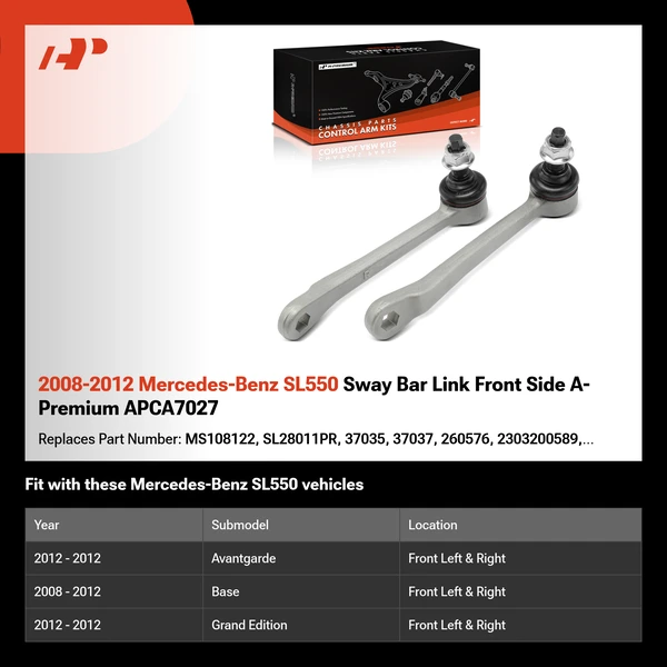 2008-2012 Mercedes-Benz SL550 Sway Bar Link Front Side A-Premium APCA7027