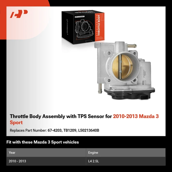 Throttle Body Assembly with TPS Sensor for 2010-2013 Mazda 3 Sport