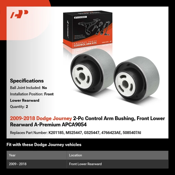 2009-2018 Dodge Journey 2-Pc Control Arm Bushing, Front Lower Rearward A-Premium APCA9054