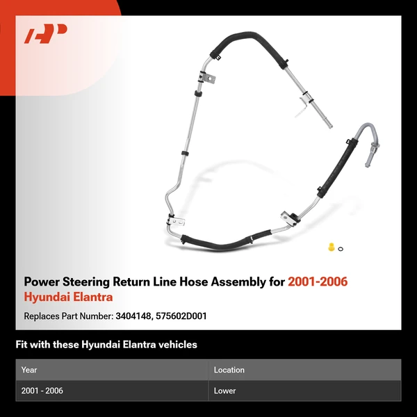 Power Steering Return Line Hose Assembly for 2001-2006 Hyundai Elantra