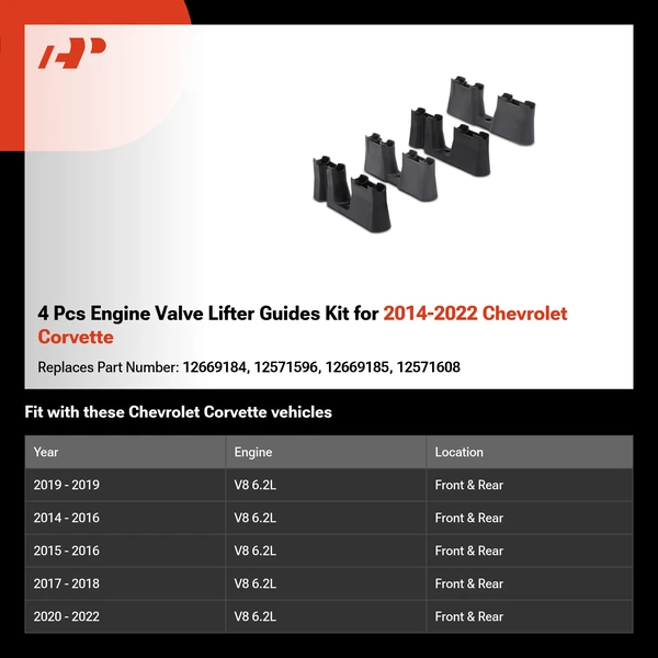 4 Pcs Engine Valve Lifter Guides Kit for 2014-2022 Chevrolet Corvette