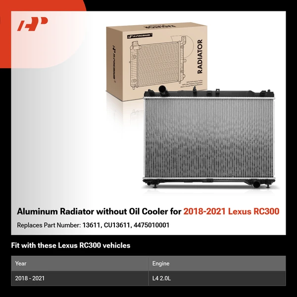 Aluminum Radiator without Oil Cooler for 2018-2021 Lexus RC300