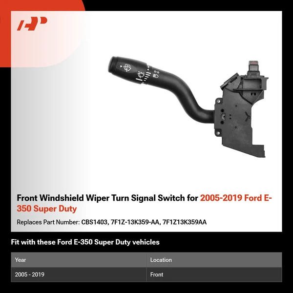 Front Windshield Wiper Turn Signal Switch for 2005-2019 Ford E-350 Super Duty