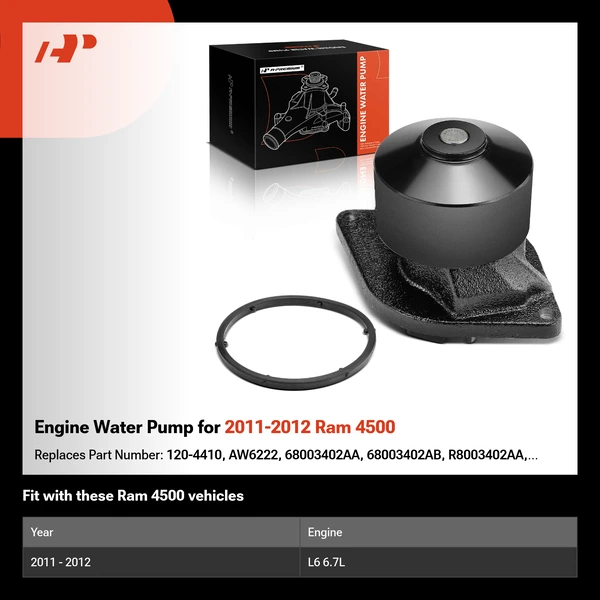 Engine Water Pump for 2011-2012 Ram 4500