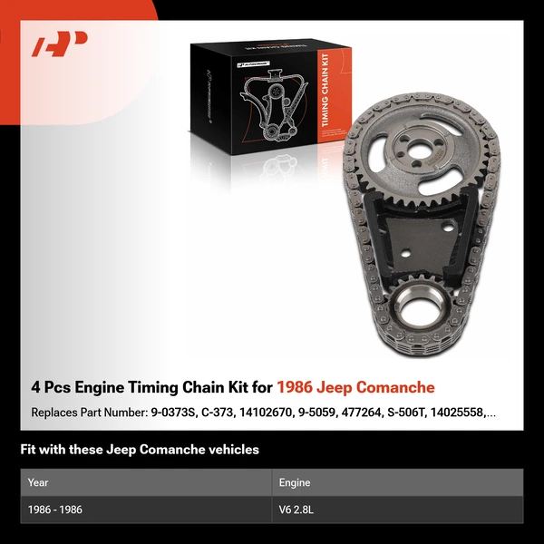 4 Pcs Engine Timing Chain Kit for 1986 Jeep Comanche