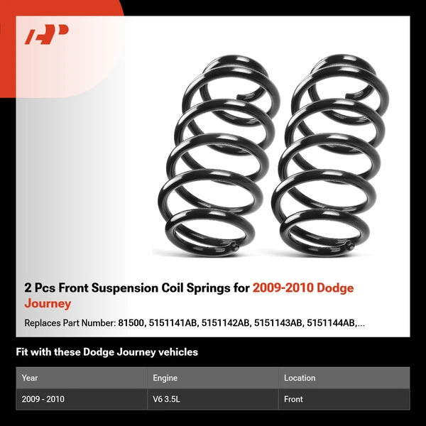 2 Pcs Front Suspension Coil Springs for 2009-2010 Dodge Journey