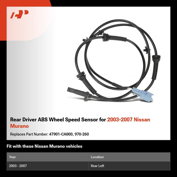 Rear Driver ABS Wheel Speed Sensor for 2003-2007 Nissan Murano