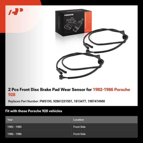 2 Pcs Front Disc Brake Pad Wear Sensor for 1982-1986 Porsche 928