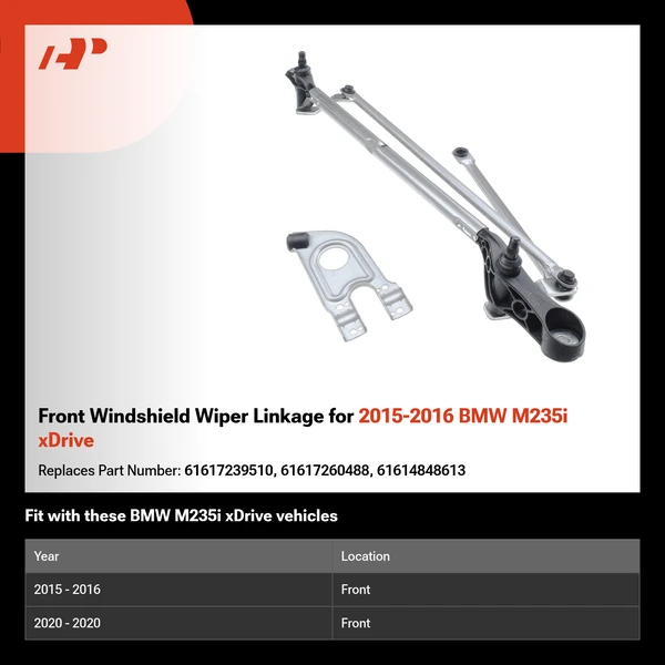 Front Windshield Wiper Linkage for 2015-2016 BMW M235i xDrive
