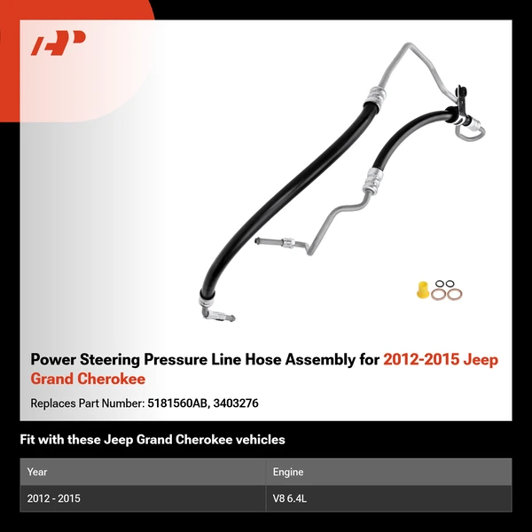 Power Steering Pressure Line Hose Assembly for 2012-2015 Jeep Grand Cherokee