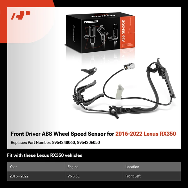 Front Driver ABS Wheel Speed Sensor for 2016-2022 Lexus RX350