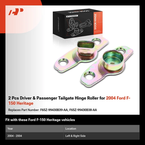 2 Pcs Driver & Passenger Tailgate Hinge Roller for 2004 Ford F-150 Heritage