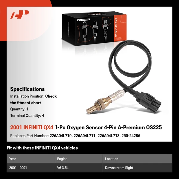 2001 INFINITI QX4 1-Pc Oxygen Sensor 4-Pin A-Premium OS225