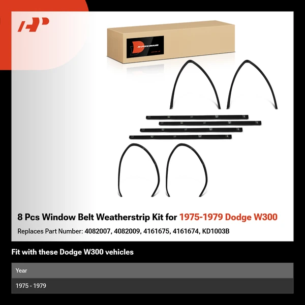 8 Pcs Window Belt Weatherstrip Kit for 1975-1979 Dodge W300