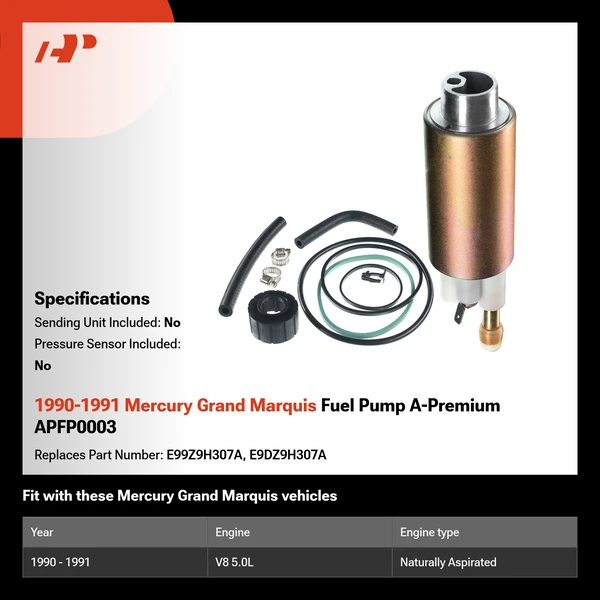 1990-1991 Mercury Grand Marquis Fuel Pump A-Premium APFP0003