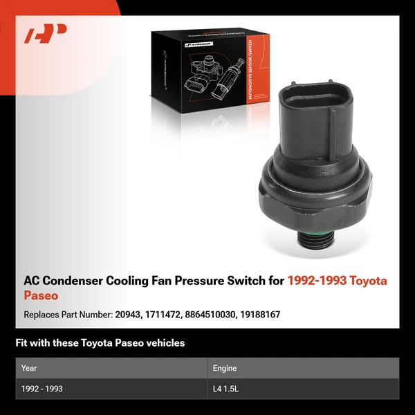 AC Condenser Cooling Fan Pressure Switch for 1992-1993 Toyota Paseo