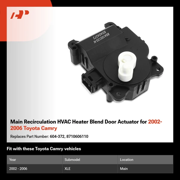 Main Recirculation HVAC Heater Blend Door Actuator for 2002-2006 Toyota Camry