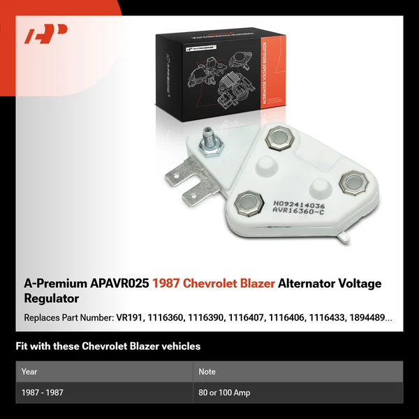 A-Premium APAVR025 1987 Chevrolet Blazer Alternator Voltage Regulator