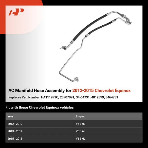 AC Manifold Hose Assembly for 2012-2015 Chevrolet Equinox