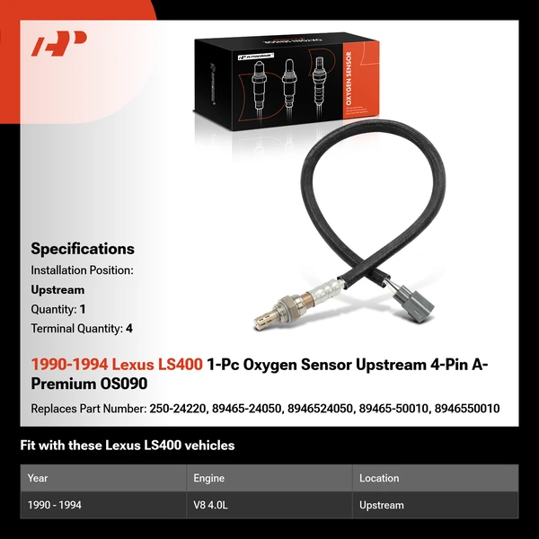 1990-1994 Lexus LS400 1-Pc Oxygen Sensor Upstream 4-Pin A-Premium OS090