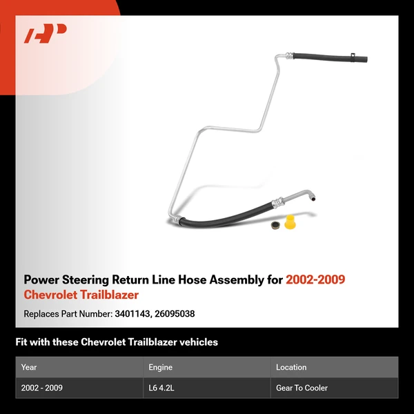 Power Steering Return Line Hose Assembly for 2002-2009 Chevrolet Trailblazer