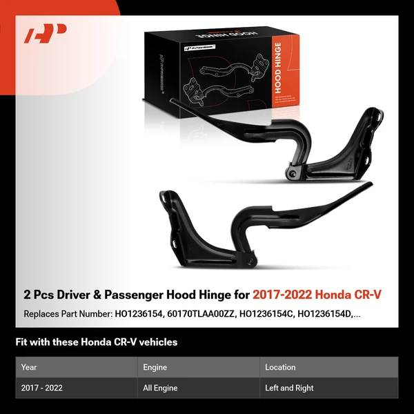 2 Pcs Driver & Passenger Hood Hinge for 2017-2022 Honda CR-V