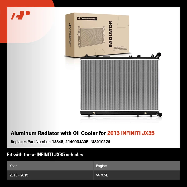 Aluminum Radiator with Oil Cooler for 2013 INFINITI JX35