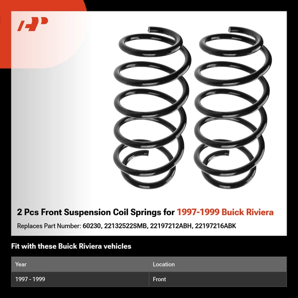 2 Pcs Front Suspension Coil Springs for 1997-1999 Buick Riviera