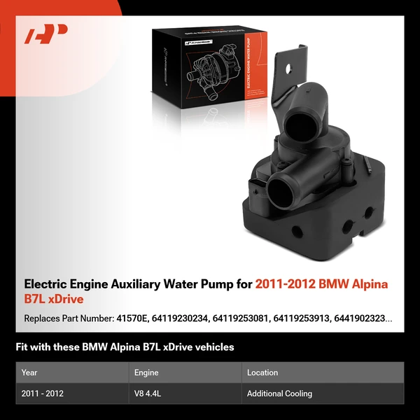 Electric Engine Auxiliary Water Pump for 2011-2012 BMW Alpina B7L xDrive