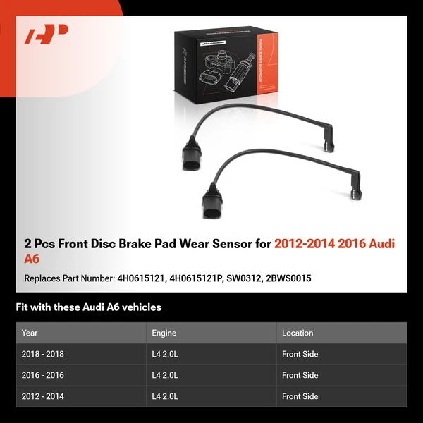 2 Pcs Front Disc Brake Pad Wear Sensor for 2012-2014 2016 Audi A6