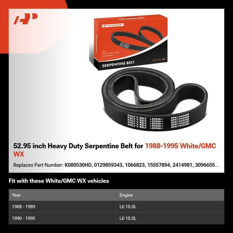 52.95 inch Heavy Duty Serpentine Belt for 1988-1995 White/GMC WX