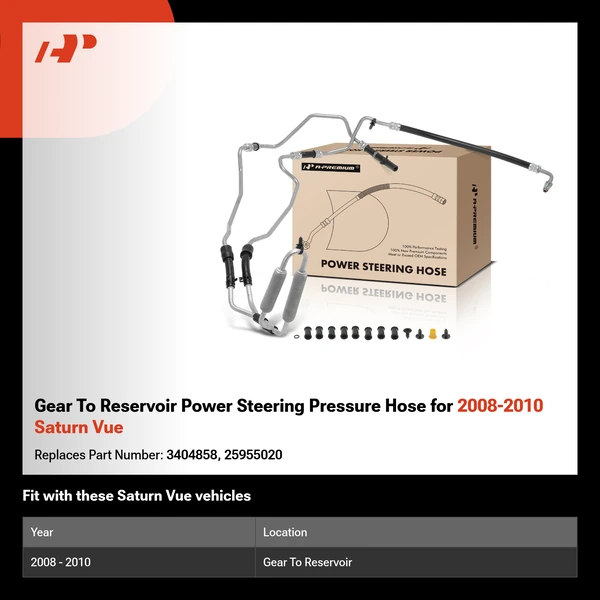 Gear To Reservoir Power Steering Pressure Hose for 2008-2010 Saturn Vue