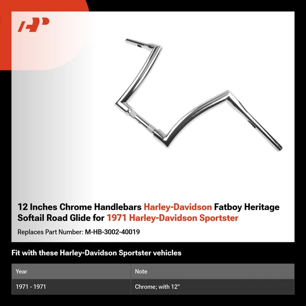 12 Inches Chrome Handlebars Harley-Davidson Fatboy Heritage Softail Road Glide for 1971 Harley-Davidson Sportster