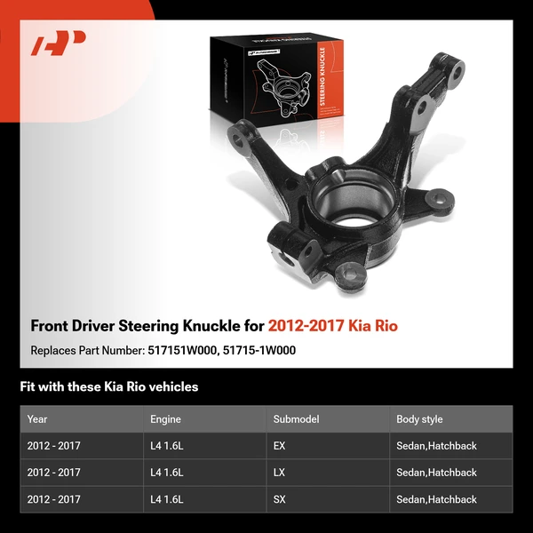 Front Driver Steering Knuckle for 2012-2017 Kia Rio