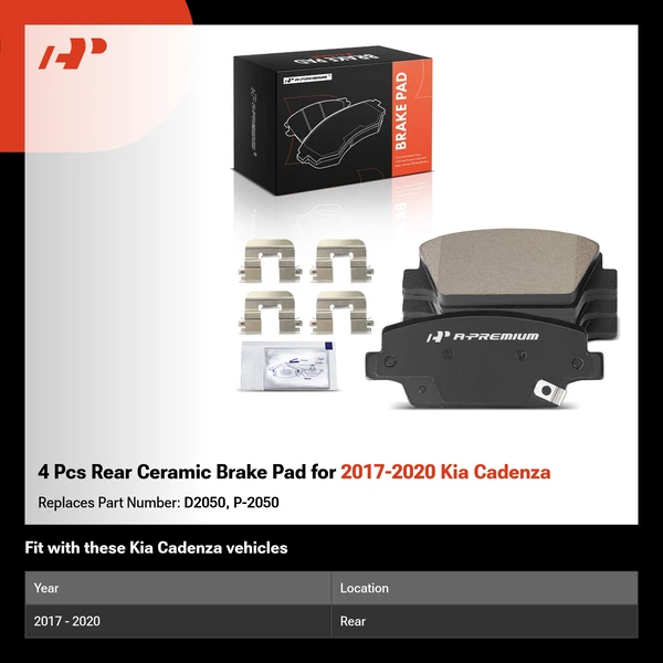 4 Pcs Rear Ceramic Brake Pad for 2017-2020 Kia Cadenza
