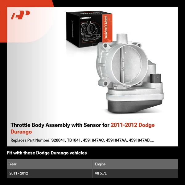 Throttle Body Assembly with Sensor for 2011-2012 Dodge Durango