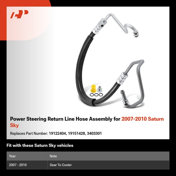Power Steering Return Line Hose Assembly for 2007-2010 Saturn Sky