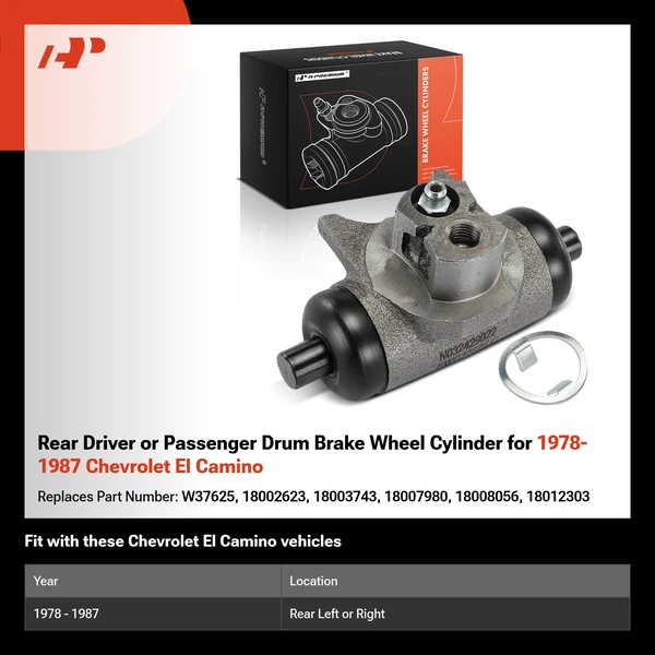 Rear Driver or Passenger Drum Brake Wheel Cylinder for 1978-1987 Chevrolet El Camino
