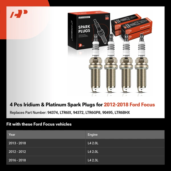 4 Pcs Iridium & Platinum Spark Plugs for 2012-2018 Ford Focus