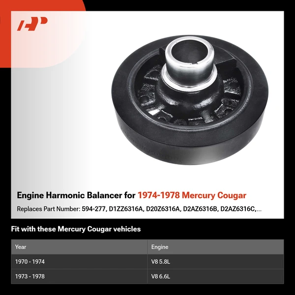 Engine Harmonic Balancer for 1974-1978 Mercury Cougar