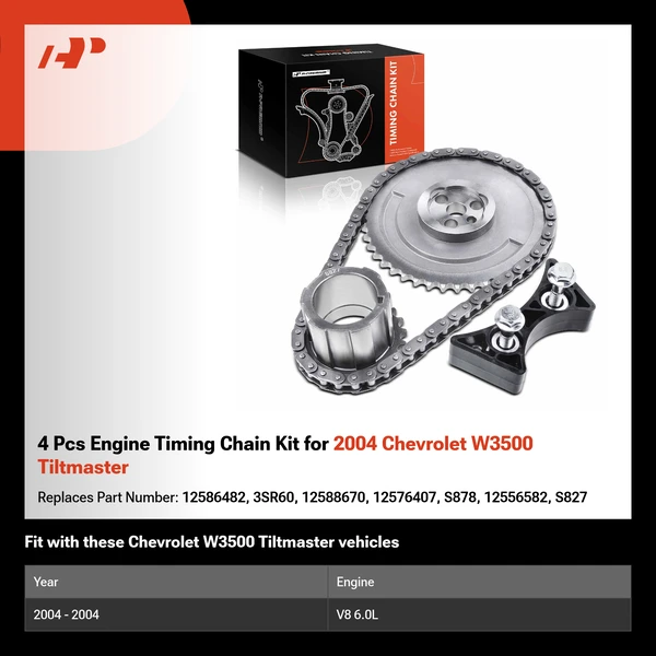 4 Pcs Engine Timing Chain Kit for 2004 Chevrolet W3500 Tiltmaster