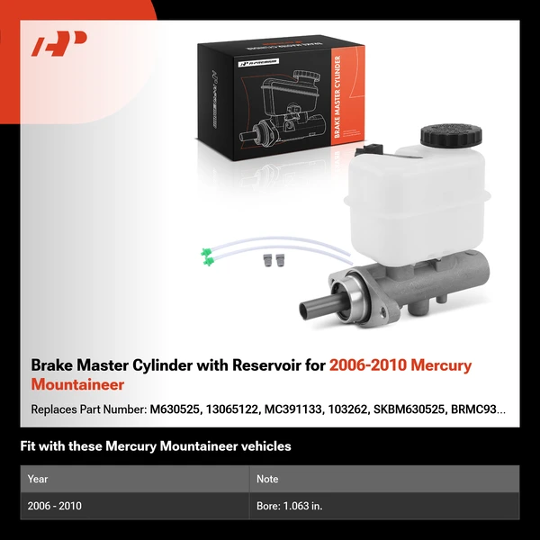 Brake Master Cylinder with Reservoir for 2006-2010 Mercury Mountaineer