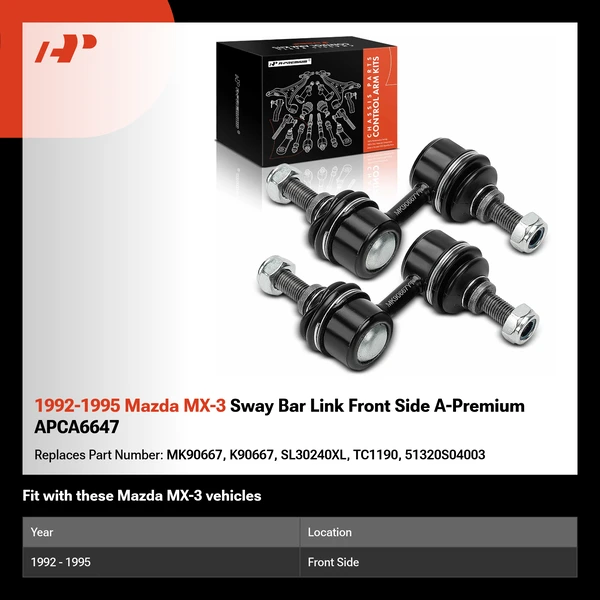 1992-1995 Mazda MX-3 Sway Bar Link Front Side A-Premium APCA6647