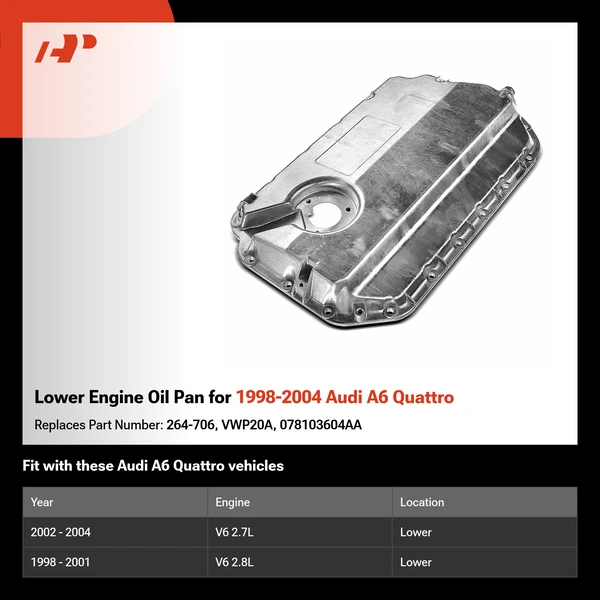 Lower Engine Oil Pan for 1998-2004 Audi A6 Quattro