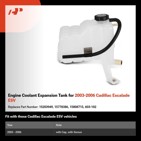 Engine Coolant Expansion Tank for 2003-2006 Cadillac Escalade ESV