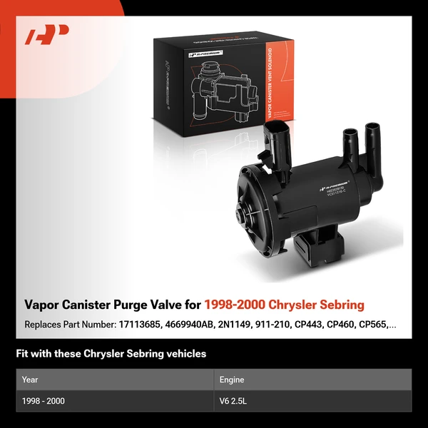 Vapor Canister Purge Valve for 1998-2000 Chrysler Sebring